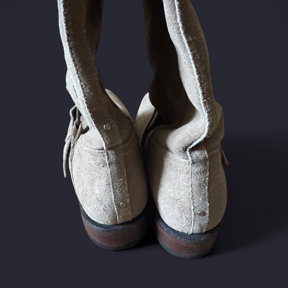 Dolce Vita Vintage Beige Tan Suede Buckle Knee High Tall  Boots size 6.5 - Picture 5 of 6